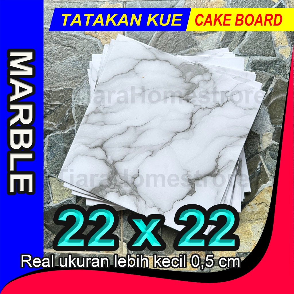 Tatakan kue 22x22 MARBLE cakeboard / tatakan kue premium / alas kue marble