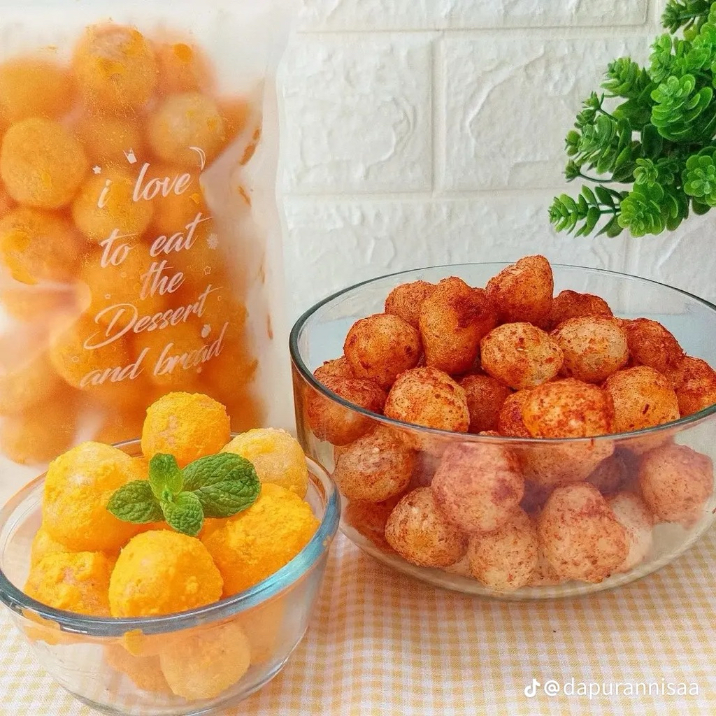 

snack molring|cimol kering pedas daun jeruk|cemilan pedas gurih renyah 500gr