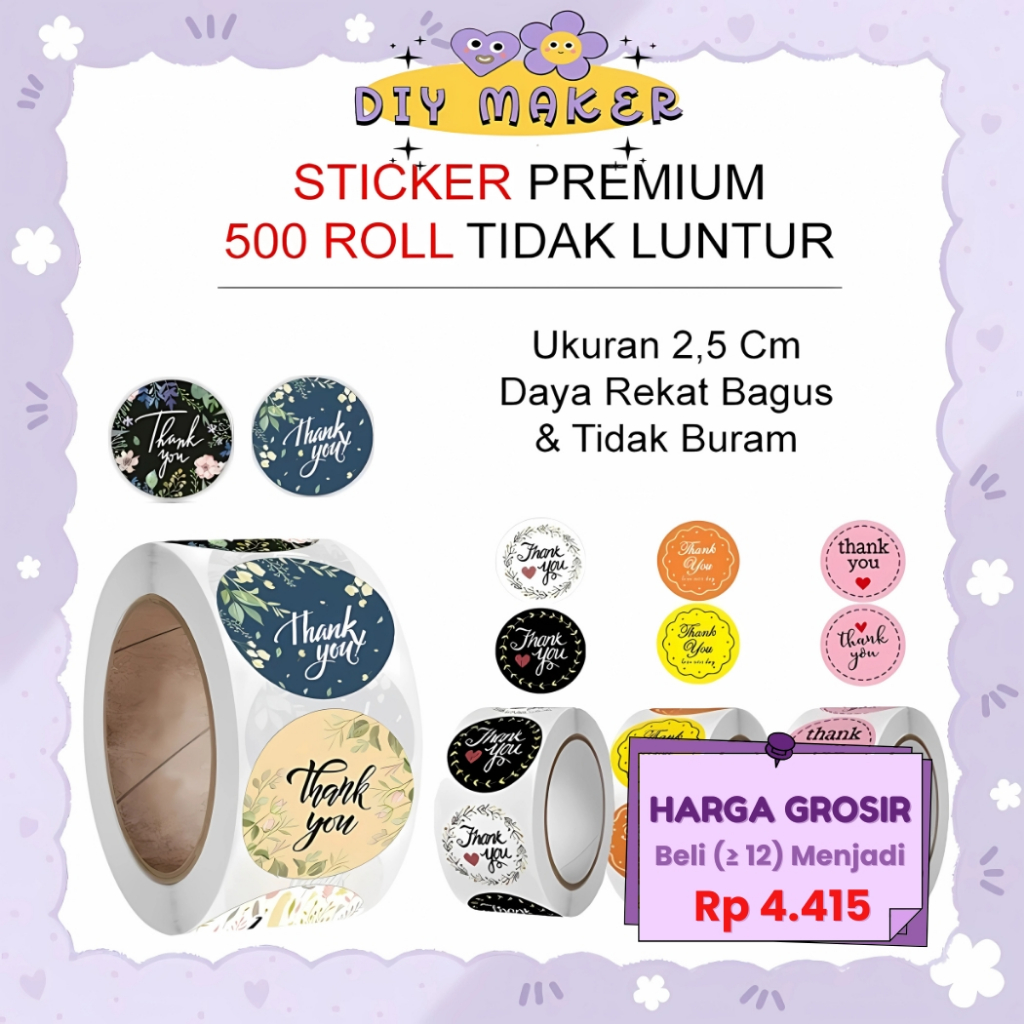 

DM Stiker Label Roll Thank You 500 Pcs 2,5 CM / Stiker Label Terima Kasih Cocok Untuk Usaha Makanan