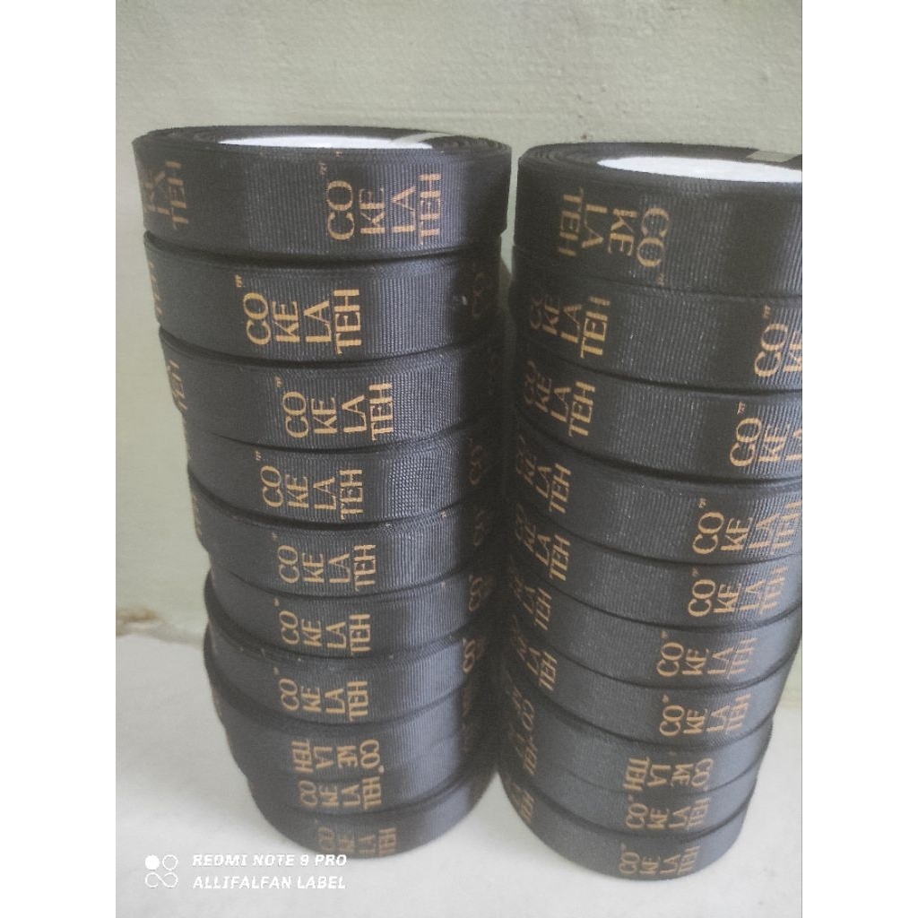 

Sablon label hijab pita grosgrain ukuran 2 cm