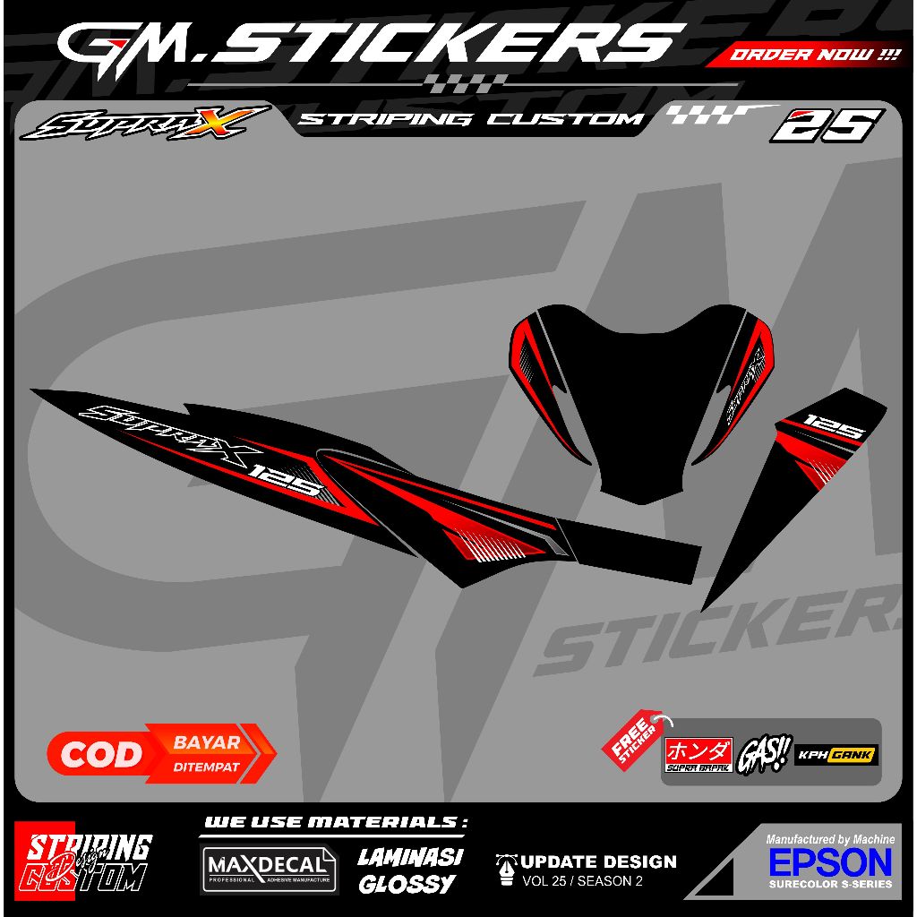 STRIPING VARIASI HONDA SUPRA KPH SUPRA X 125 SUPRA X BATMAN 2008-2012 MODEL THAILAND RACING K37
