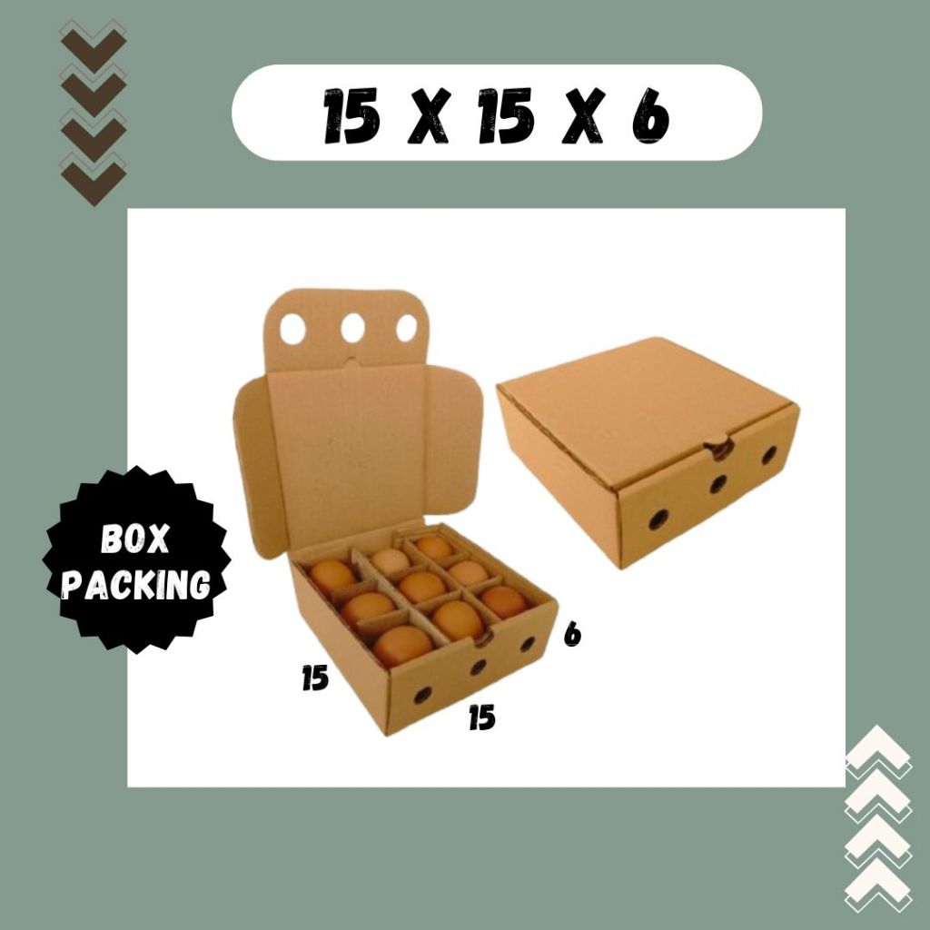 

Box 15x15x6 LD Kardus Telur isi 9 Packing Dus Telur Asin Kotak Kemasan Tray Endog Endok Agen Kertas