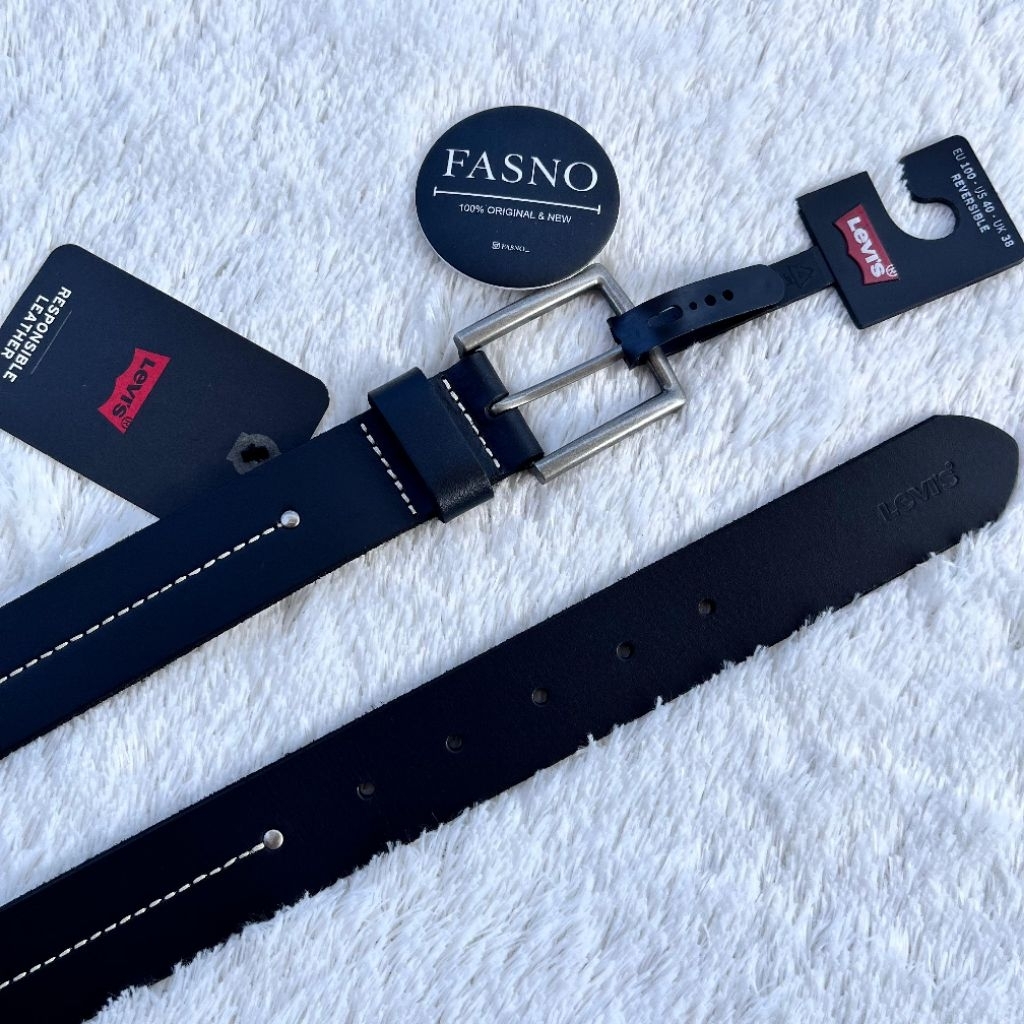 [ SOLID BLACK ] ORIGINAL LV'S mens Belt • "100% FULL GRAIN BOVINE LEATHER.