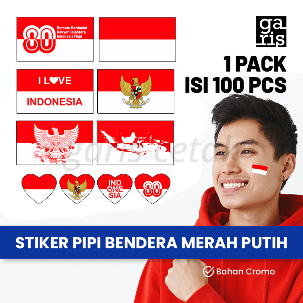 

100 Pcs Sticker Stiker Pipi Hut RI Dirgahayu Indonesia / Harga Murah