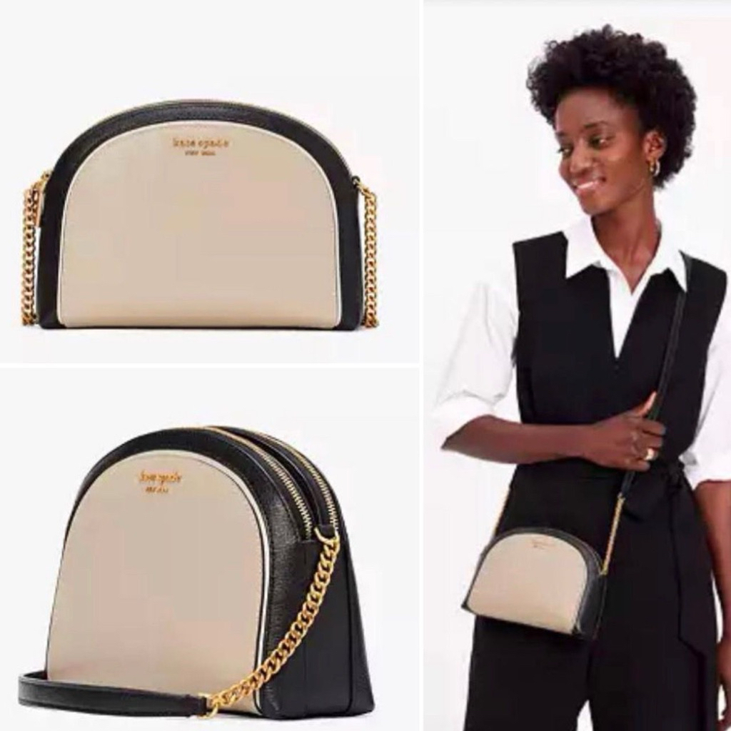 KS Morgan Colorblocked Double-Zip Dome Crossbody Earthenware Black Multi AUTHENTIC