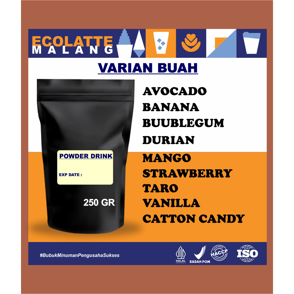 

250gr ECOLATTE Powder Premix VARIAN FRUIT MIX