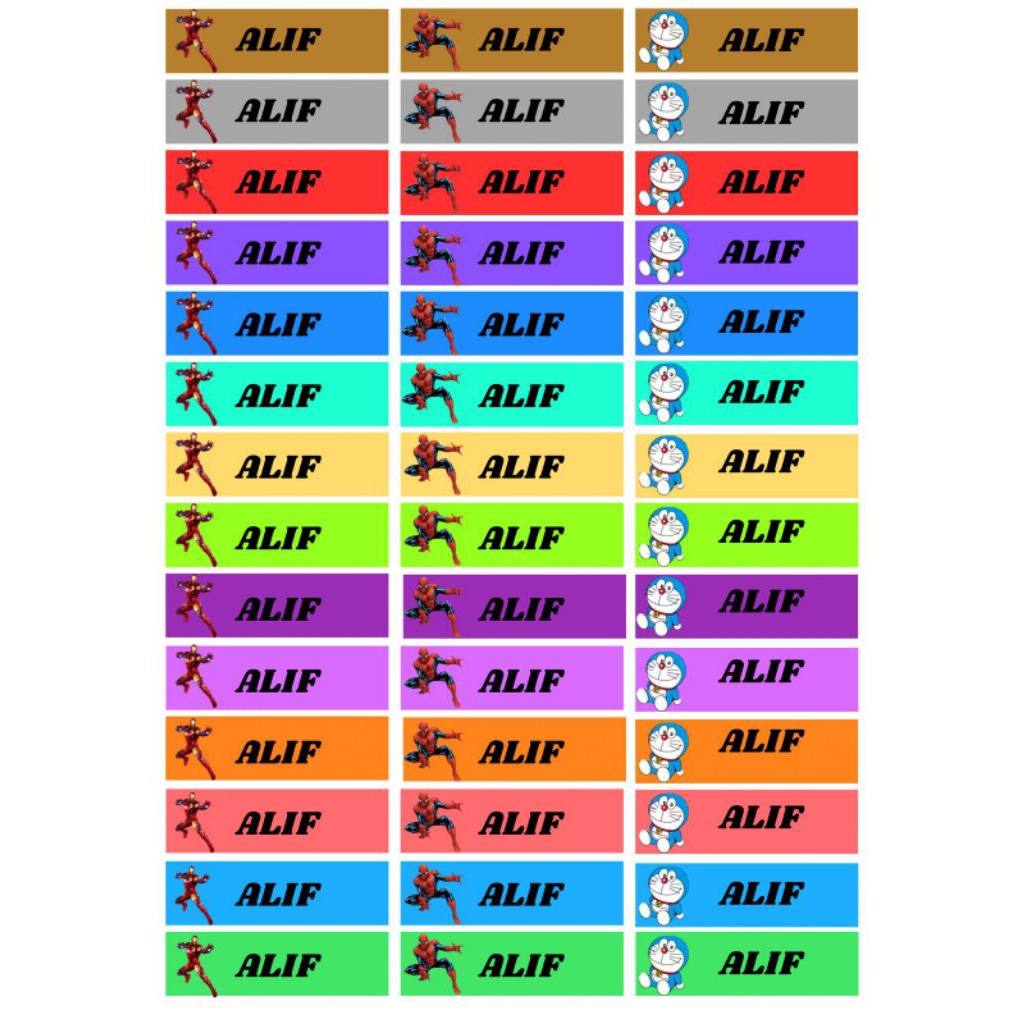 

STIKER NAMA ALAT TULIS 54 Pcs (0, 7x5cm)