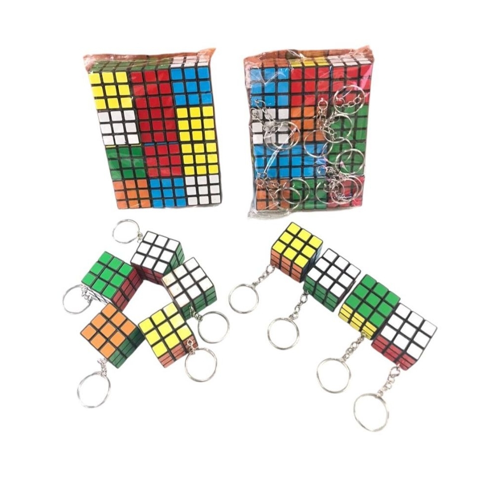 12pcs Gantungan Kunci Rubik Mini 3x3 | Mainan Edukasi Unik & Lucu | Souvenir Ulang Tahun Murah