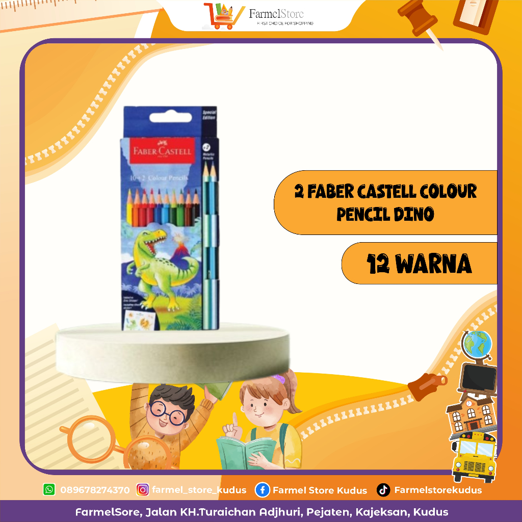 

2 Faber castell Colour Pencil Dino (12 Warna)