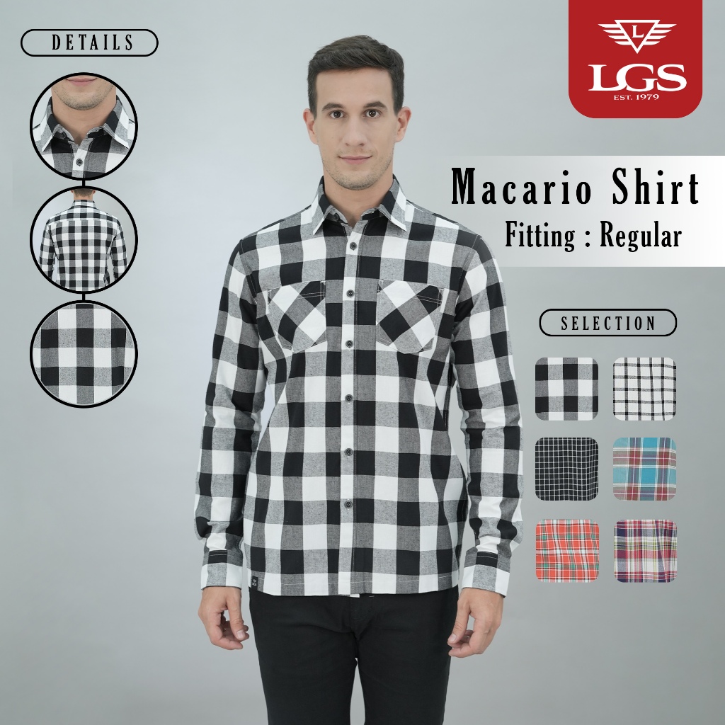 LGS - Macario Shirt - Kemeja Casual Pria - Lengan Panjang - Motif Kotak-Kotak - Reguler Fit