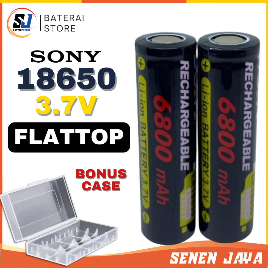 EKONOMIS 2 PCS Baterai 18650 3.7V Sony 6800 Flat Top Batre SONY 18650 3.7 Volt 6800 mAh ORIGINAL