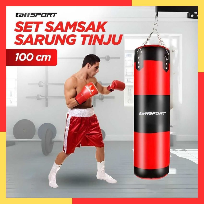 Samsak Tinju Gantung Berdiri Latihan Boxing Sandbag MMA Muay Thai Taekwondo Set Sarung