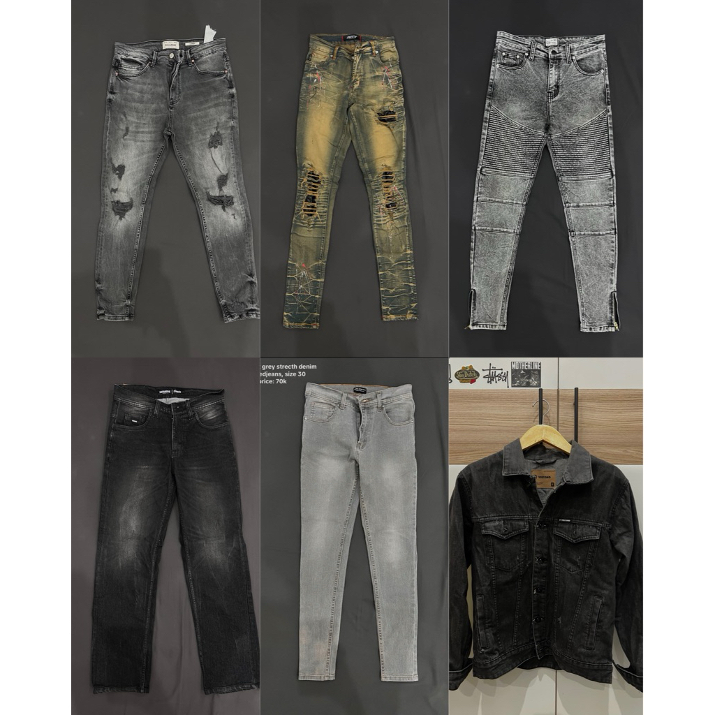 Celana Ripped Jeans Jaket Cowok Jeans Denim Laki-Laki Branded Original Three Second - PRELOVED