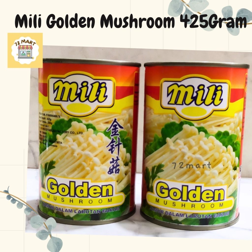 

Mili Golden Mushroom415gram/Jamur enoki/Jamur kaleng dalam larutan garam