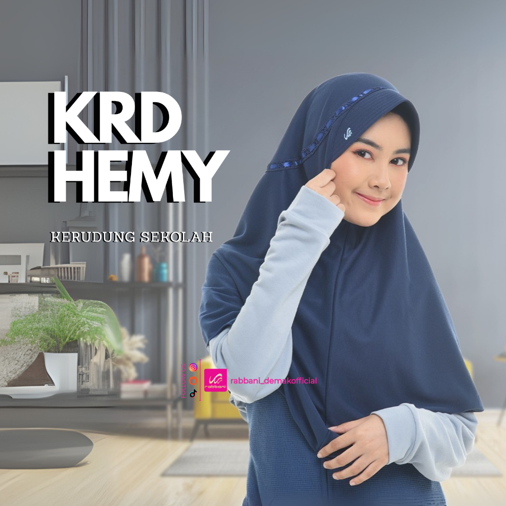 RABBANI - HEMY ( XS - XL) - KERUDUNG SEKOLAH RABBANI - KERUDUG INSTAN PITA SERUT ATAS RABBANI - HIJA