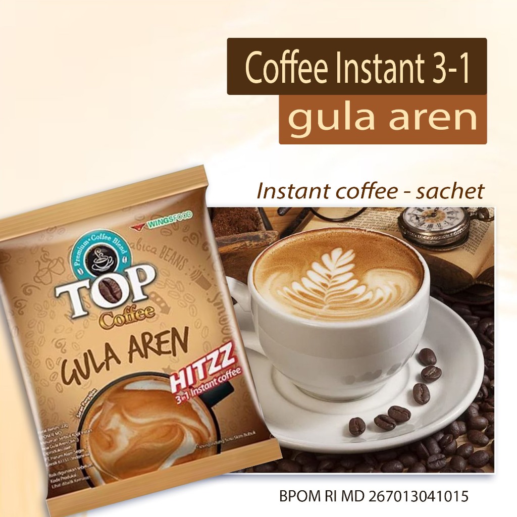 

Best Seller Kopi Instant 3-1 gula aren kopi instant kekinian perpaduan manisnya gula aren susu krimer dan kopi pilihan robusta arabica menjadikan cita rasa aroma harum dan gurih Top kopi gula aren 3-1 22gr