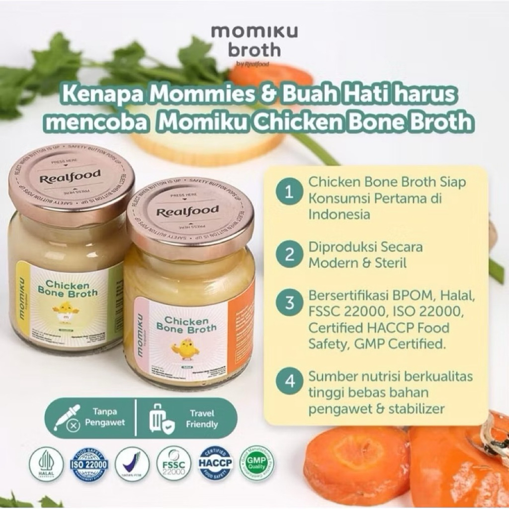 

(freeongkir) Kaldu MPASI tulang ayam salted/unsalted 70ml Realfood Momiku