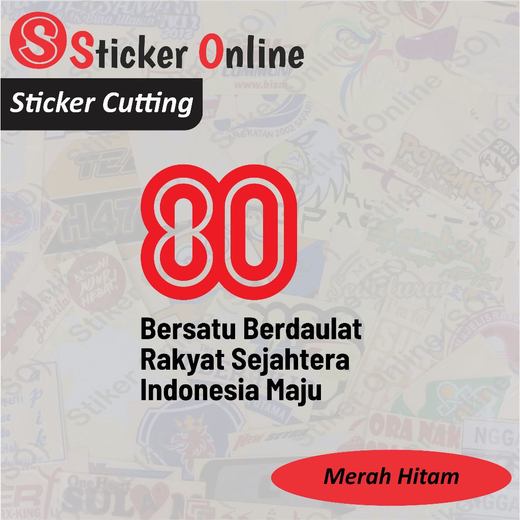 Stiker Logo HUT RI 80 Kotak Ukuran Besar | Sticker Cutting Logo HUT RI Ke-80 Besar