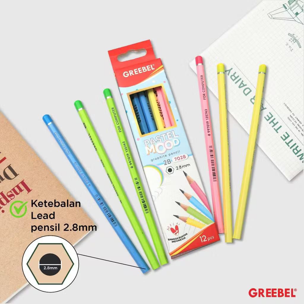 

FREE CUSTOM 1 NAMA PENSIL GREEBELL 7028 isi 12pc