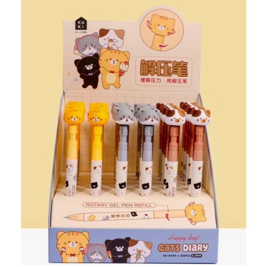 

(3PCS) PULPEN KUKI SPINNER KK-8090 CAT DIARY / BALLPEN / PENA
