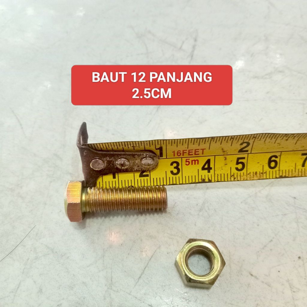 BAUT 12 DAN MUR PANJANG 2.5 CM