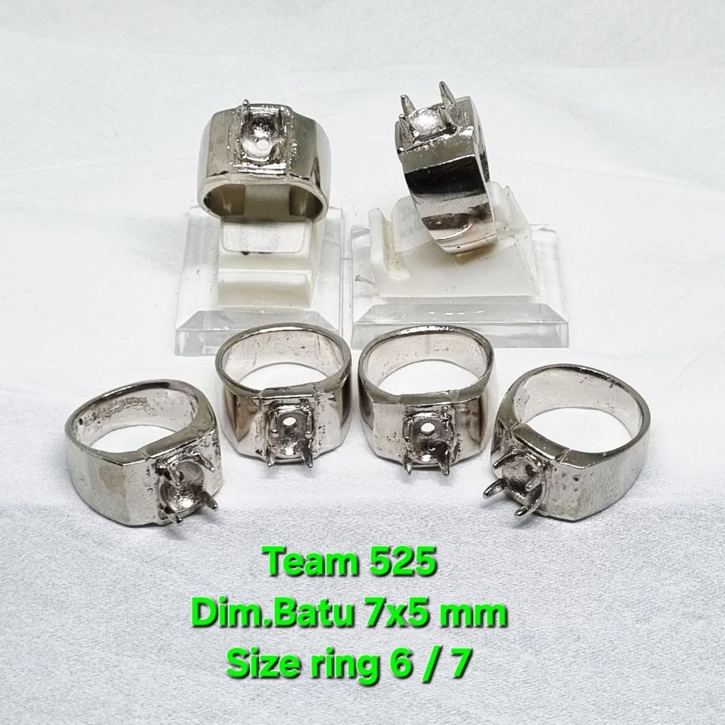 Ring emban alpaka super dim 7x5 mm cakar gigi polos / pengikat ring cincin batu akik tebal kuat taha