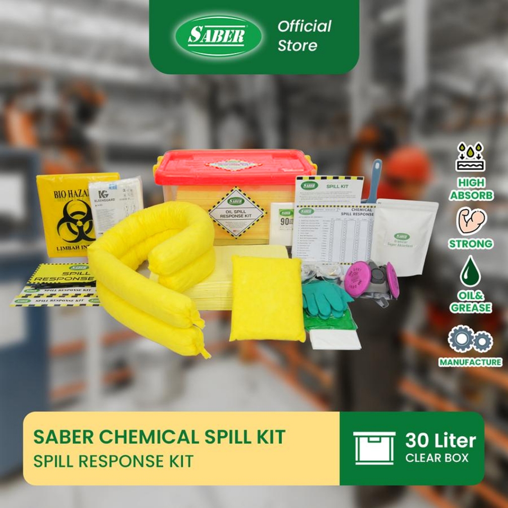 SABER CHEMICAL SPILL RESPONSE KIT - CLEAR BOX 30 LITER - SC30-SK/CB