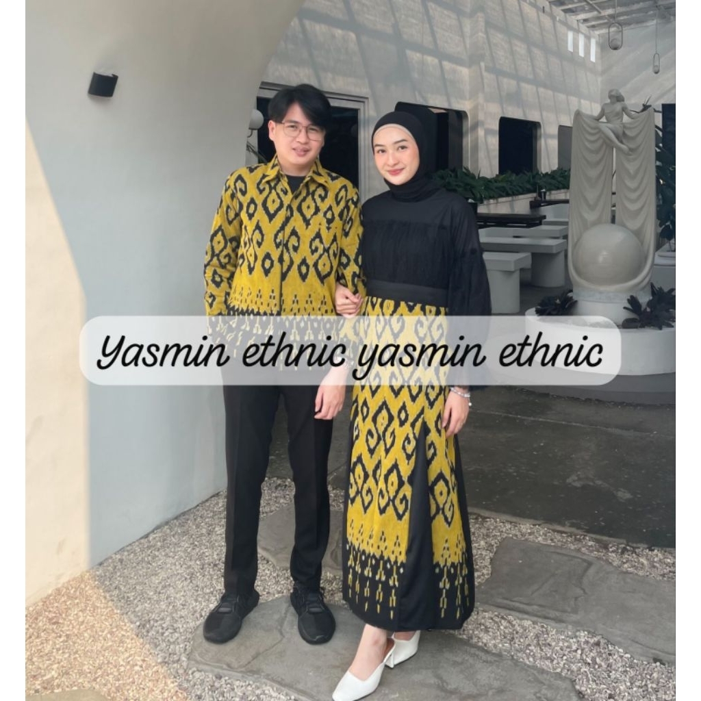 RAHAYU COUPLE TENUN YELLOW - BAJU TENUN COUPLE - COUPLE TENUN KONDANGAN - DRESS KONDANGAN - BAJU COU