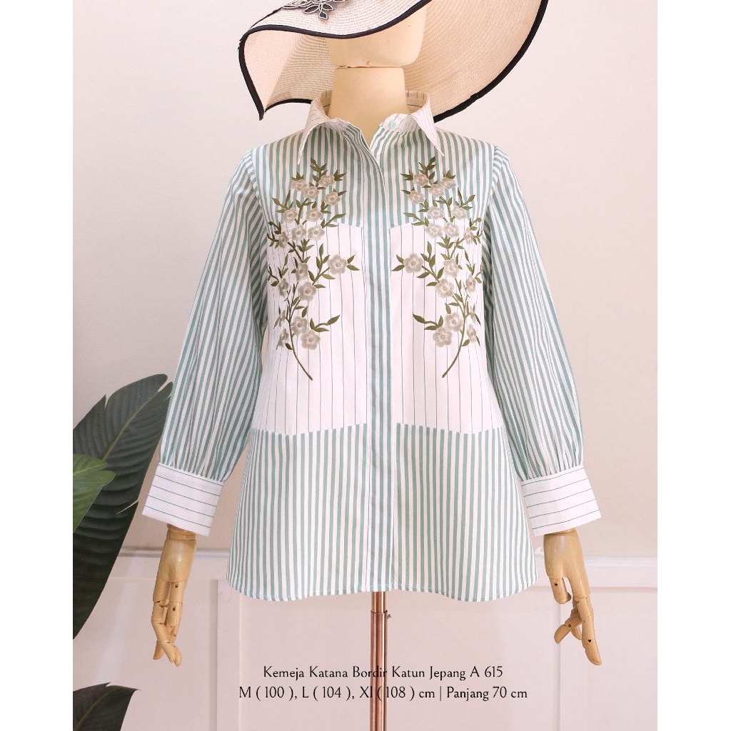 KEMEJA WANITA SALUR BORDIR PREMIUM BAHAN KATUN JEPANG IMPORT | BLOUSE KEMEJA KATUN JEPANG PREMIUM