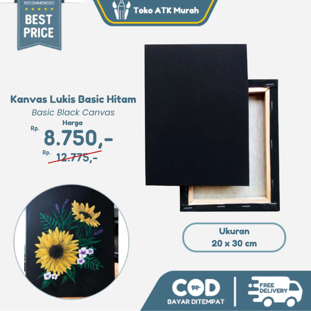 

Kanvas Lukis Hitam Persergi Panjang 20 x 30 cm / 30 x 40 cm - Canvas Board Black