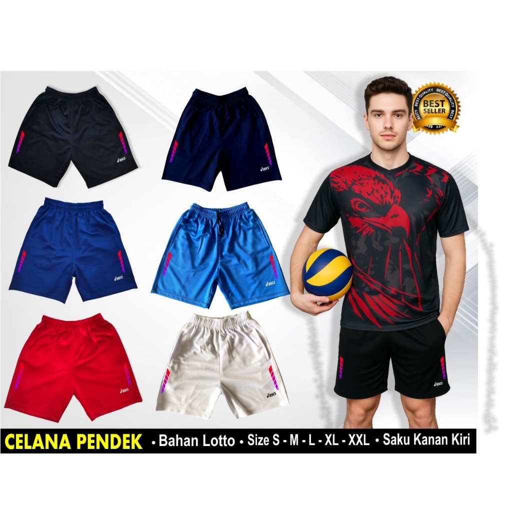 CELANA PENDEK VOLIBAWAHAN OLAHRAGA VOLI BAHAN LOTTO TEBAL UNISEX pria wanita