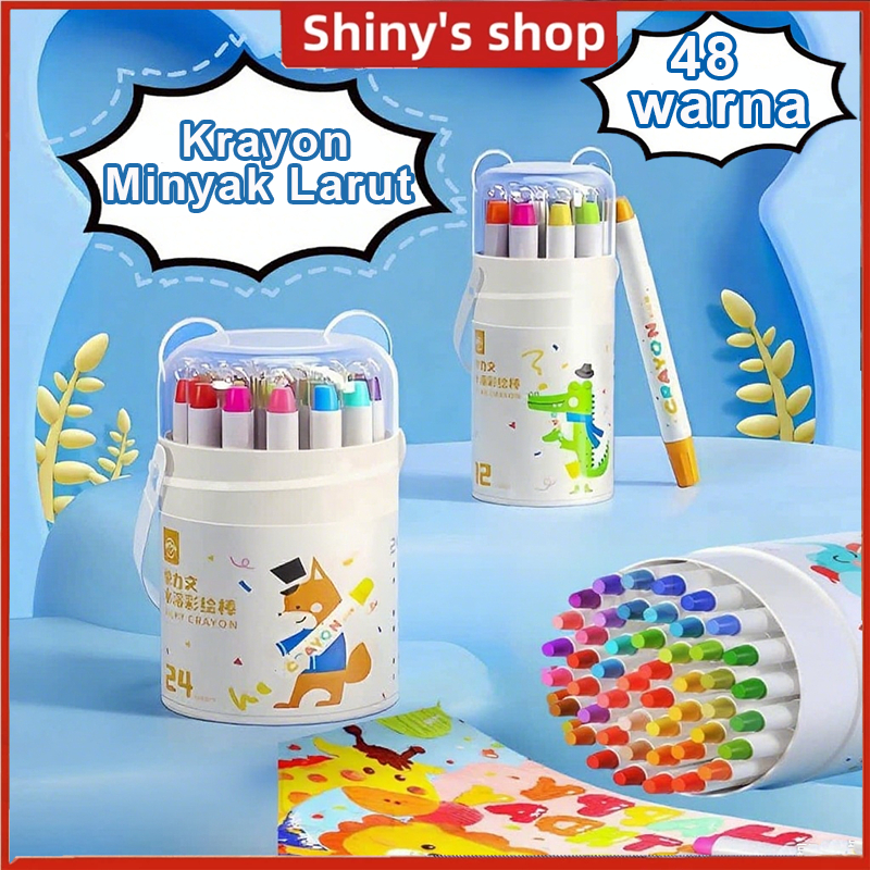 

【COD】Crayon Putar Washable 24/36/48 Warna Tidak ada tangan yang kotor Non Toxic Krayon Anak-anak
