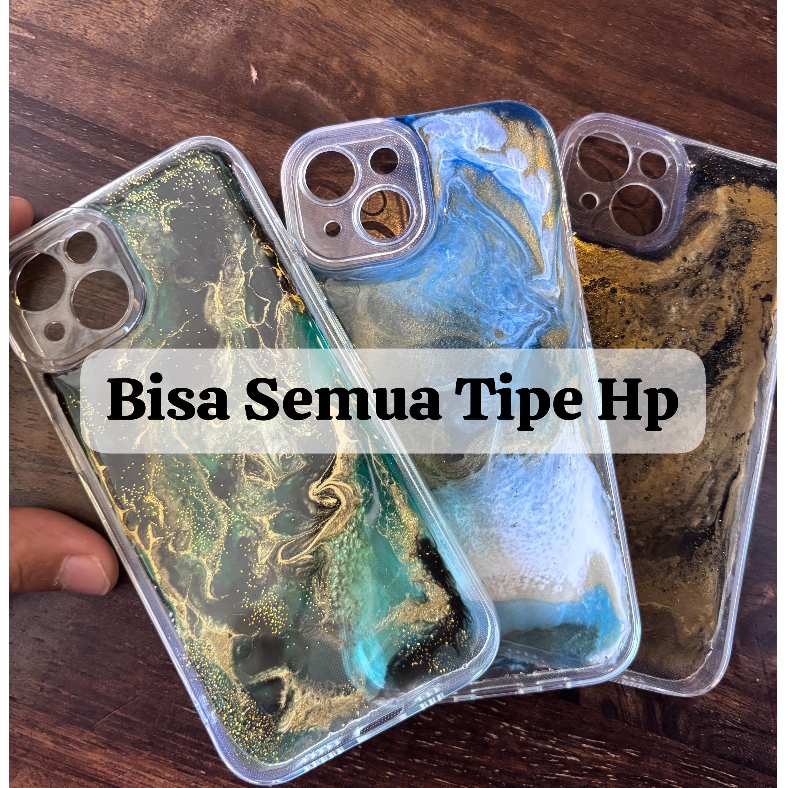 Case HP Custom Resin premium epoxy abstract murah mengkilap unik murah lucu glitter glossy