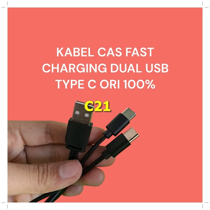 C21  USB TYPE C TYPE C TIPE 20 CM SUPER FAS  ORIGINAL KABEL DATA PENDEK POWERBANK DUAL USB TYPE C TY