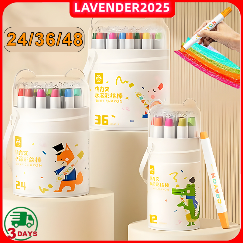 

【COD】Crayon Putar Washable 24/36/48 Warna Tidak ada tangan yang kotor Non Toxic Krayon Anak-anak