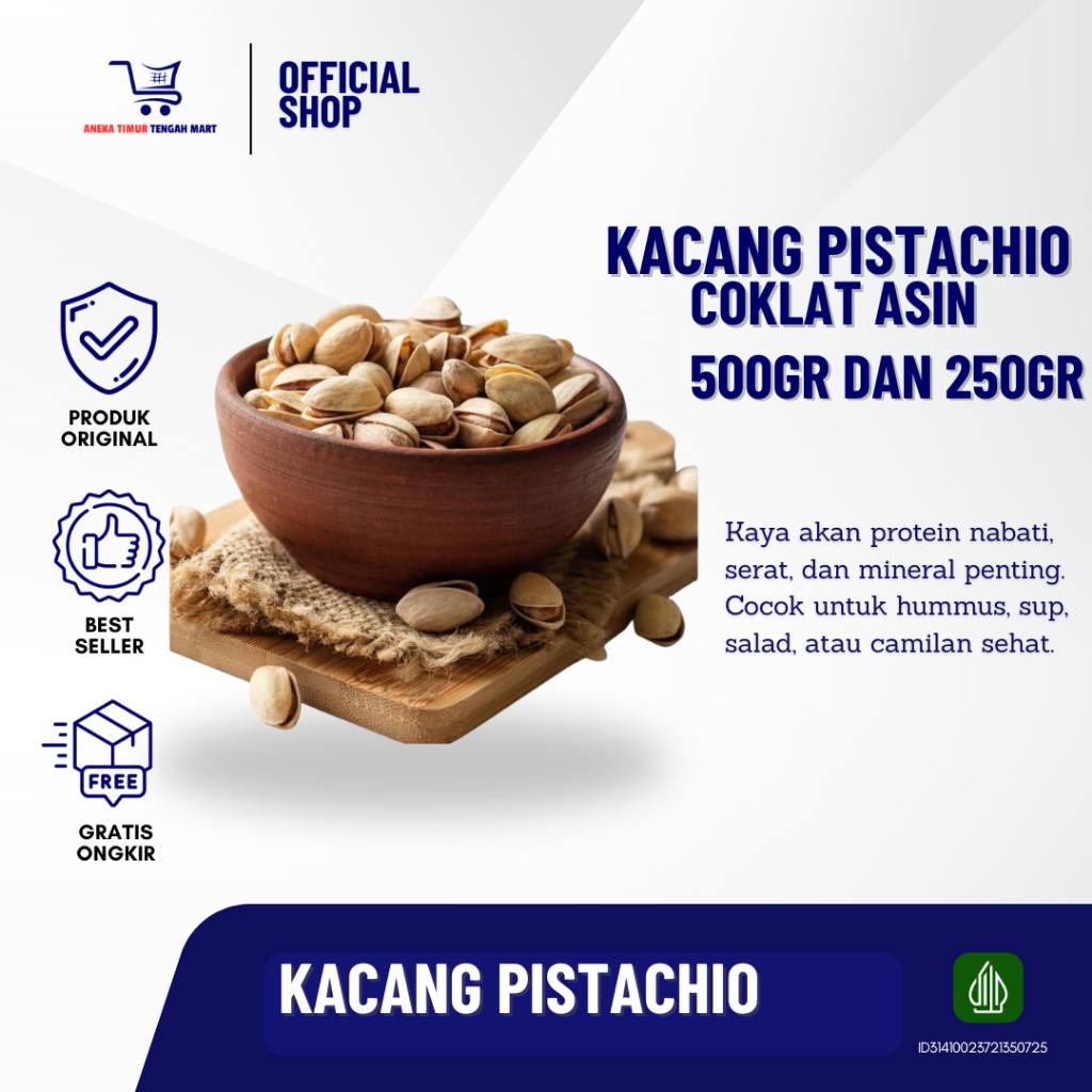 

KACANG PISTACHIO/COKLAT ASIN/PISTASIO 250GR DAN 500GR