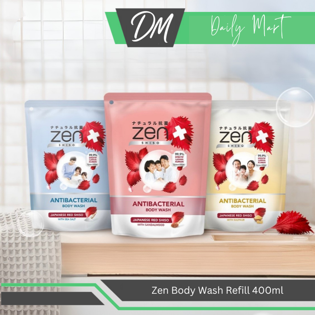 Zen Sabun Mandi Cair Antibacterial Refill 400ml All Variant - Zen Cairan Pembersih Badan Refil Isian