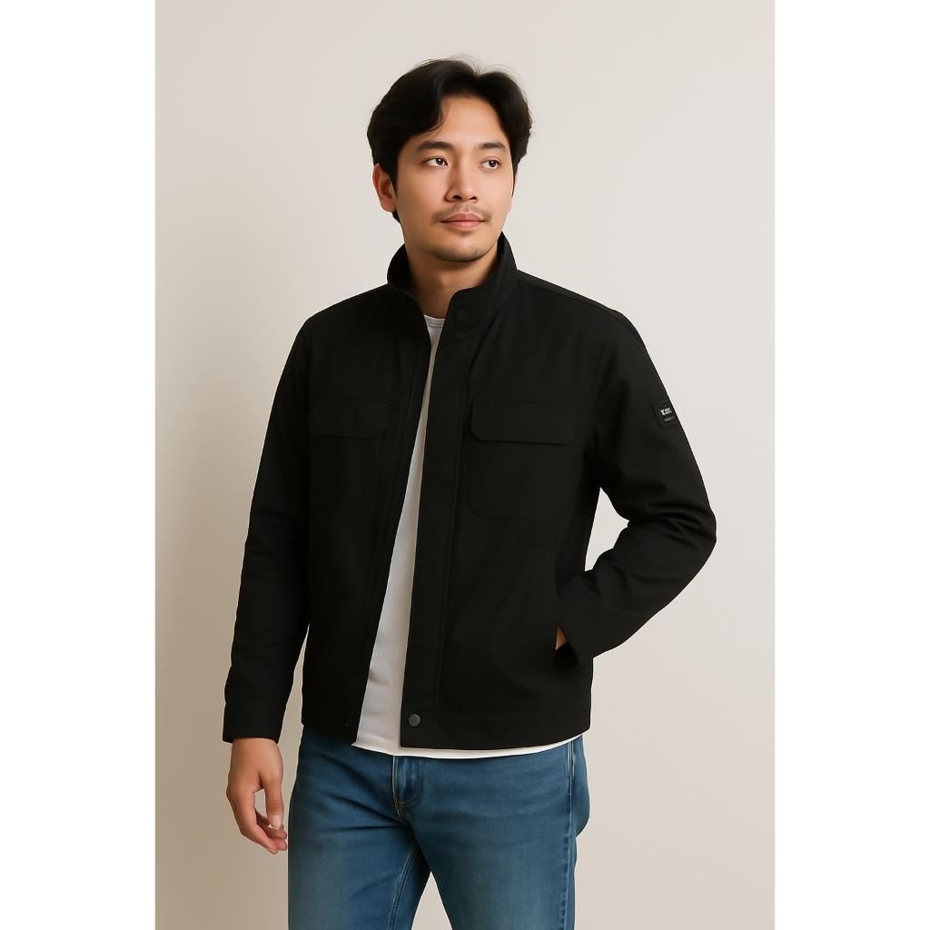 Jaket Rolun  Pria Canvas Ribstop Black