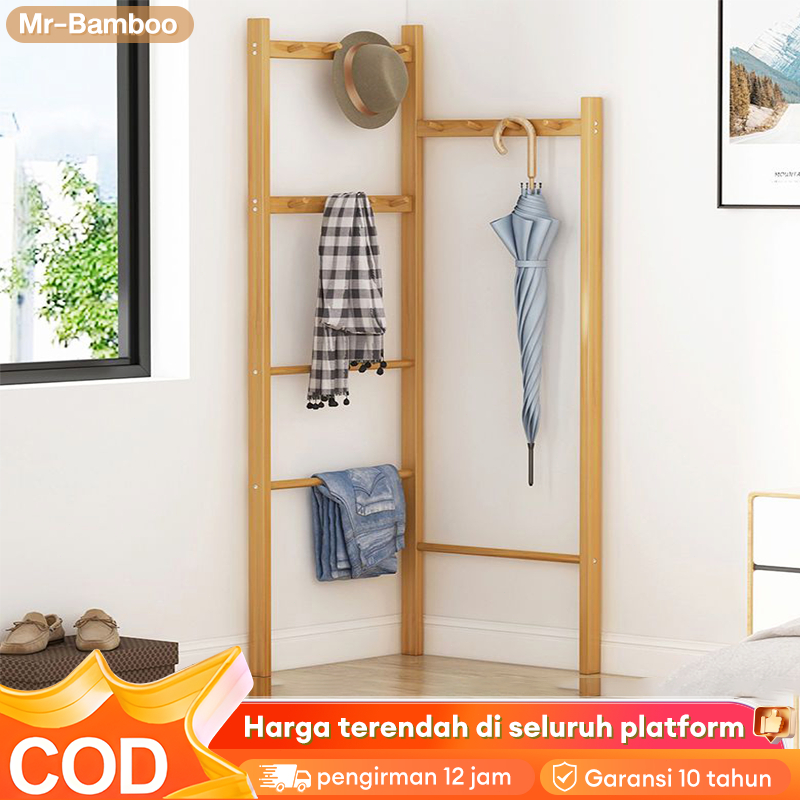Gantungan Baju Bambu/Rak Mantel/Gantungan Sederhana/Rak Sederhana/Hemat Ruang