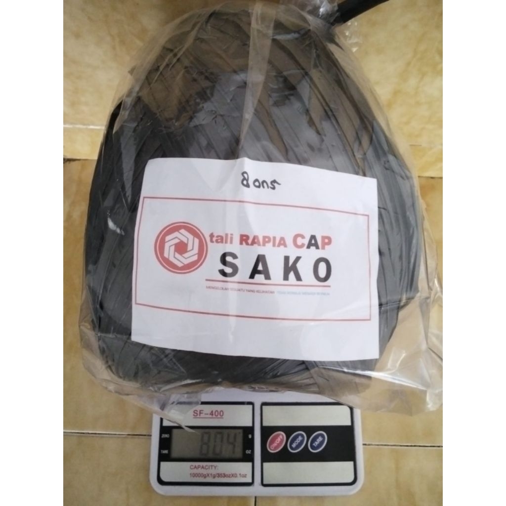 

TALI RAPIA WARNA HITAM CAP SAKO 8 ONS