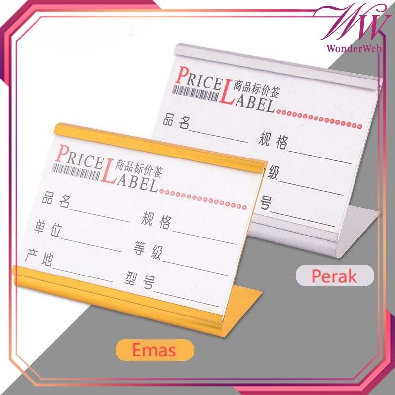 

Table Number Holder Stand 65*85mm Papan Nama Meja Aluminum Stand Nomor Meja Price Tag Stand