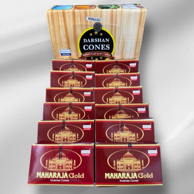 Dupa Kerucut India Maharaja Gold BESAR - P: 5cm, DM: 1,5cm - Isi 12 PACK - Darshan