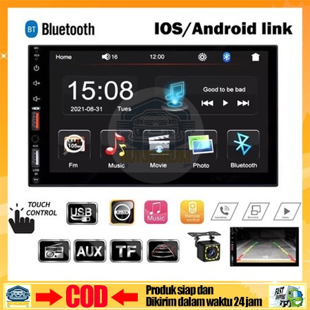Siap, cod7021 Head Unit Android 2 Din 7 Inch Bluetooth Touch Screen Radio Dan Kamera Mundur Mobil