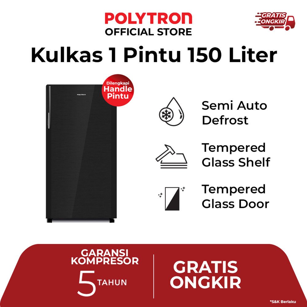 POLYTRON - PRA 15D - Kulkas 1 Pintu  150 liter