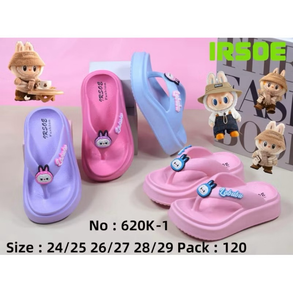 Sandal Jepit Anak Perempuan Labubu IRSOE Sandal jepit karet jelly