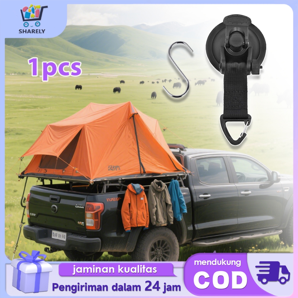 Gantungan Suction Cup Tenda Kanopi Mobil Pengait Tali Tenda Mobil Portable Berkemah Hook