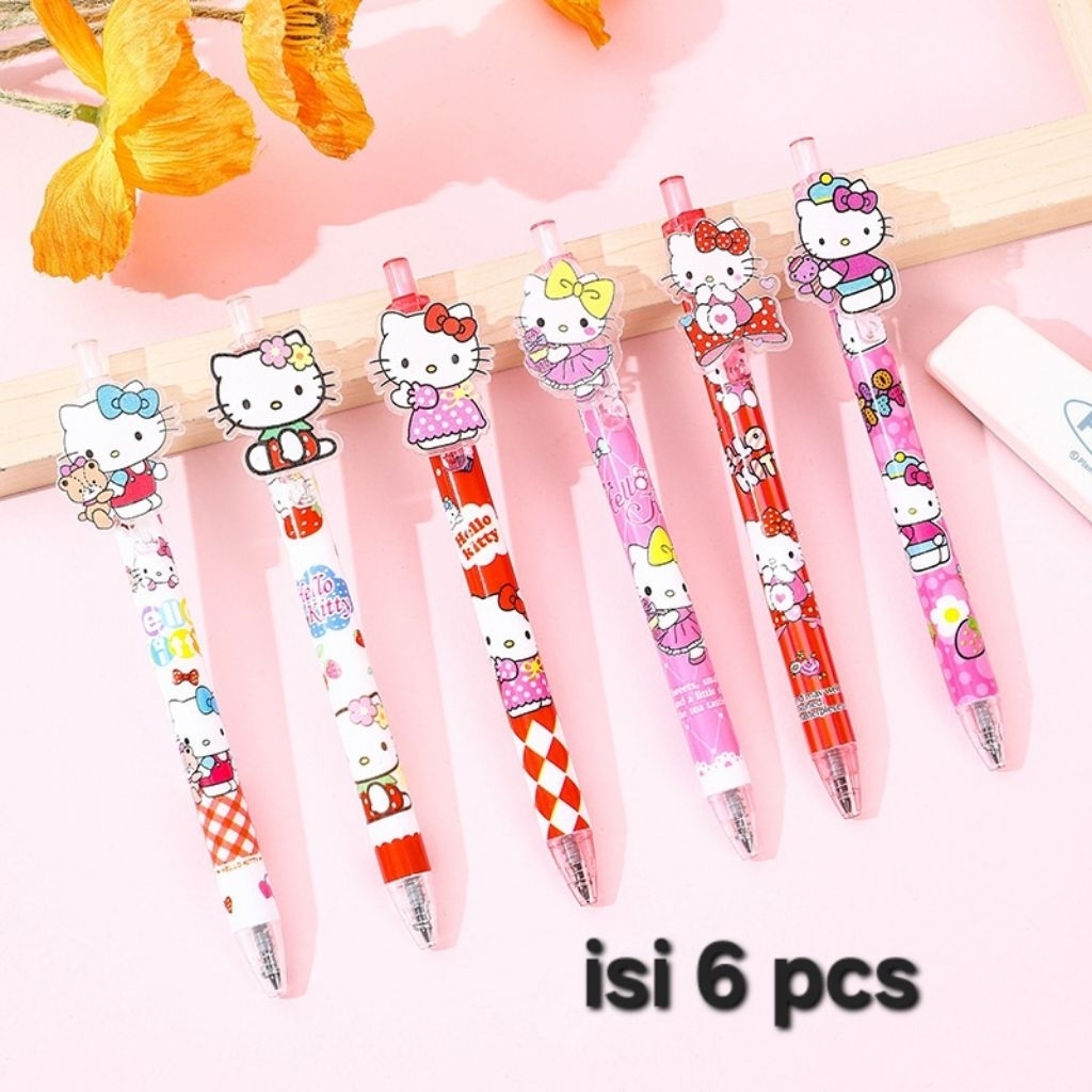 

Bolpen pena gel tinta hitam Sanrio seri bolpoint alat tulis sekolah kantor