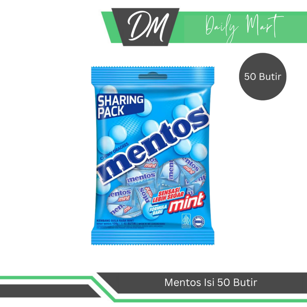 

Mentos Sak Isi 50 Butir - Permen Mint Menghilangkan Bau Mulut Enak Segar Murah