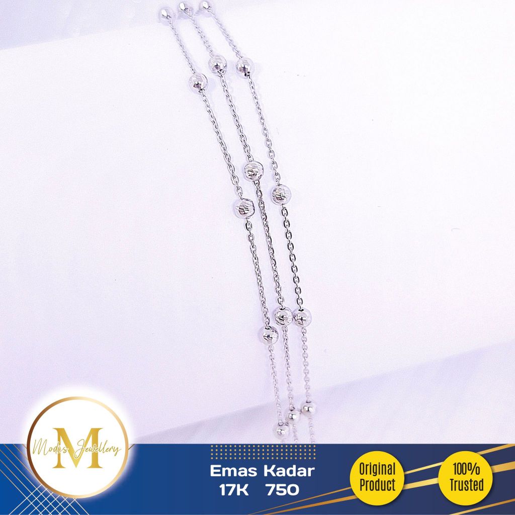 MODIS JEWELLERY - Gelang Jedar 3 Layer Putih - Emas 17k  750
