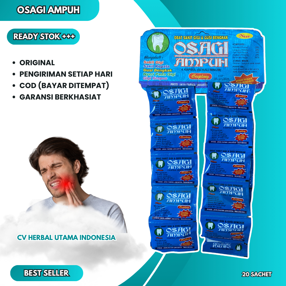 

Osagi Ampuh Original Kapsul Obat Sakit Gigi 20 Sachet